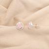 Rose Chalcedony Gemstone 925 Sterling Silver Jewelry Zircon Small Studs 0.41" CZE-8-14