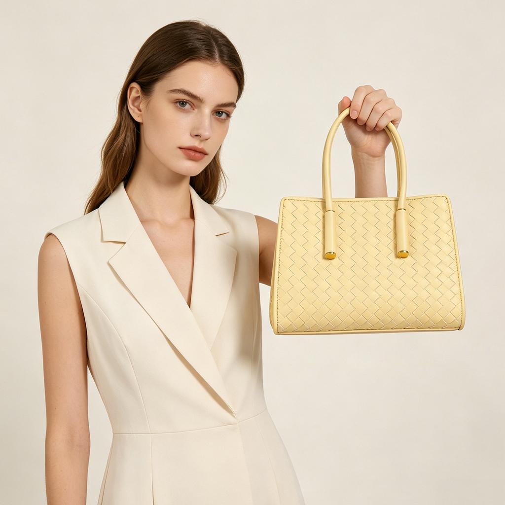 Casual vacation woven bag fashion commuter handbag leather premium large capacity shoulder messenger bag women