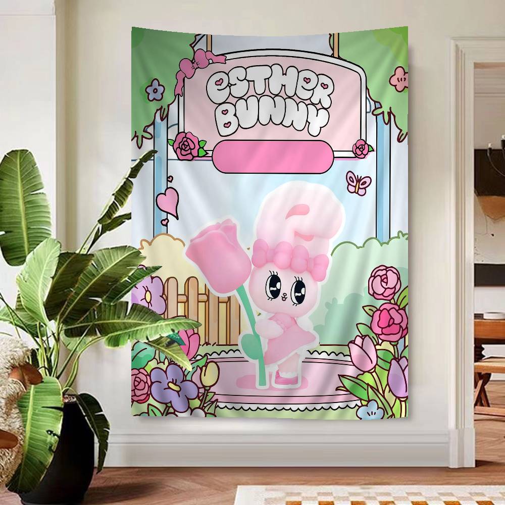 Cute Esther Bunny Rabbit Cartoon Tapestry Wall Hanging Decoration Household Home Decor