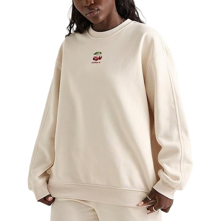 Adidas Originals SS25 Oversized Crewneck Sweatshirt Women's Ecru KC3004