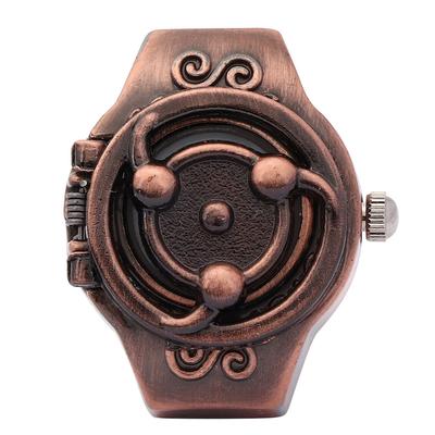 Часы с кольцом на палец, откидная крышка, винтажный стиль аниме, мужские кварцевые часы на палец(красный )