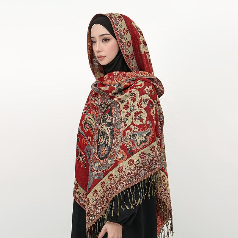 Light Luxury Imitation Cashmere Jacquard Shawl Women'S Autumn And Winter Cape Dual-Purpose Scarf, High-End Business Gifts