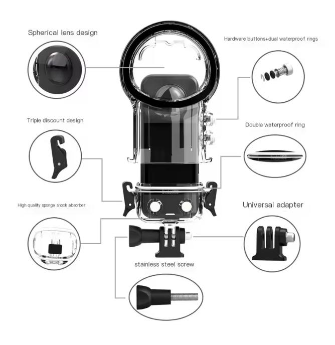 Водонепроницаемый бокс 40 м для Insta360 X4, бокс для дайвинга, подводный корпус для Insta360 X4, аксессуары для спортивной камеры