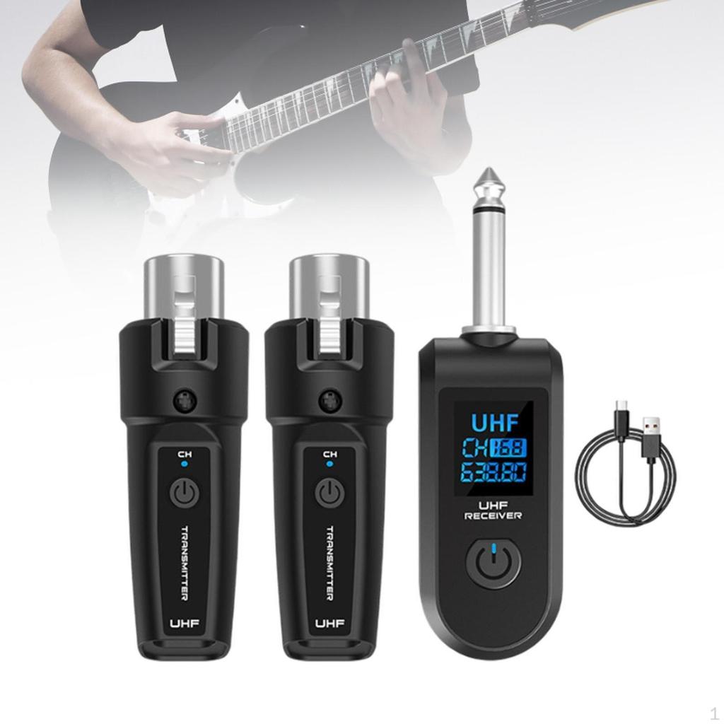 Audio Transmitter Receiver Microphone Wireless System for Guitar Dynamic Mic