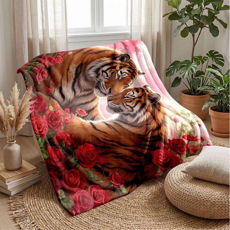 Tiger Love Artwork 1 Theme blanket Lightweight Warm Flannel Blanket Decorative Throw Blanket for Home Decoration