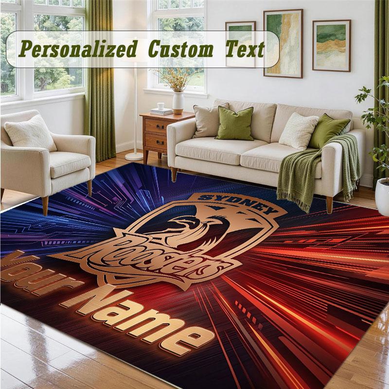 Crystal Velvet Square Rug Custom NameSydney Roosters Pattern Non Slip Home Floor Decor Rug