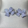 2021 High Quality Bow Full Diamond Stud Earrings For Ladies Fashion Party Wedding Engagement Jewelry Gift
