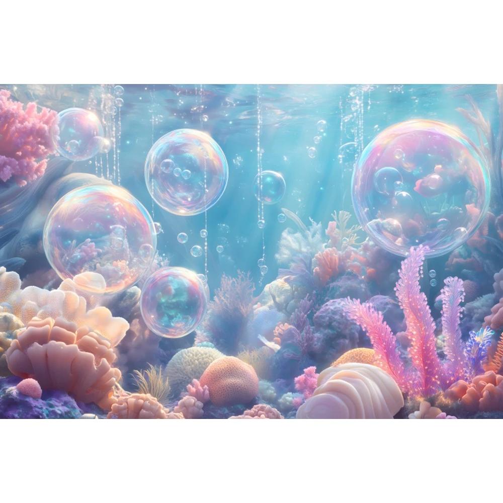 Underwater World Mermaid Theme Photography Background Girls Birthday Party Cake Smash Baby Shower Decor Backdrop Photo Props