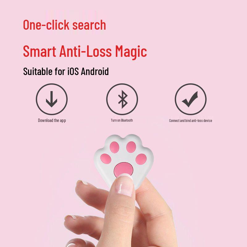 Умный Bluetooth-искатель ключей и кошелька в виде кошачьей лапы с двусторонним позиционированием.