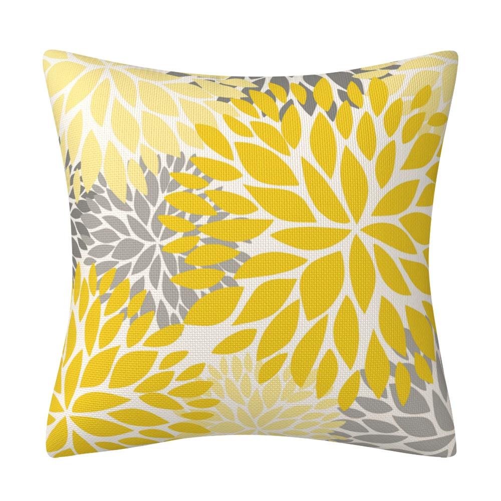 Set Of 2 Pillow Covers 18X18Inch Linen Square Throw Pillow Case,Farmhouse Modern Floral Flower Pillow Covers For Couch Sofa