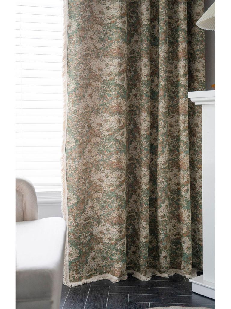 Imanqi Yun Зеленые шторы с цветочным рисунком полу-блэкаут для кухни, эркерного окна