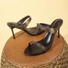 Fashion High Heel Sexy Slippers Women Thin Heels Metal Decoration One-Length Strap Leaks Toes Heels Women Versatile New Summer Heels