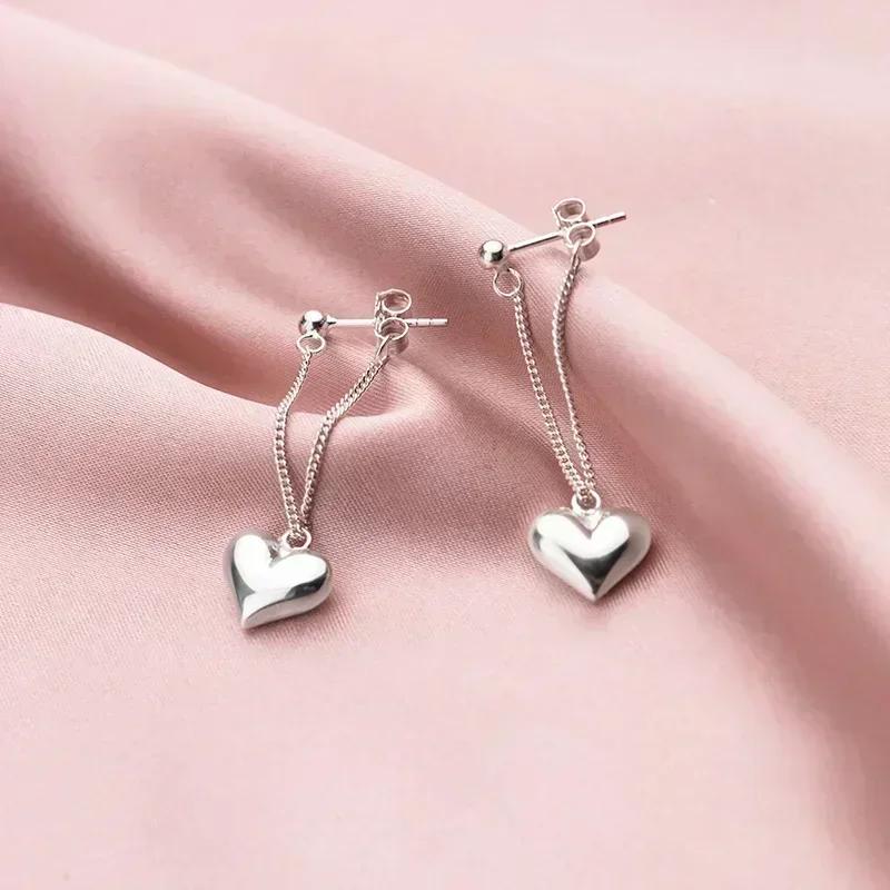 Boucle D’oreille Femmes Heart Chain Earring Jewelry Sterling Earrings For Women Party Accessories Gift Heart Earrings