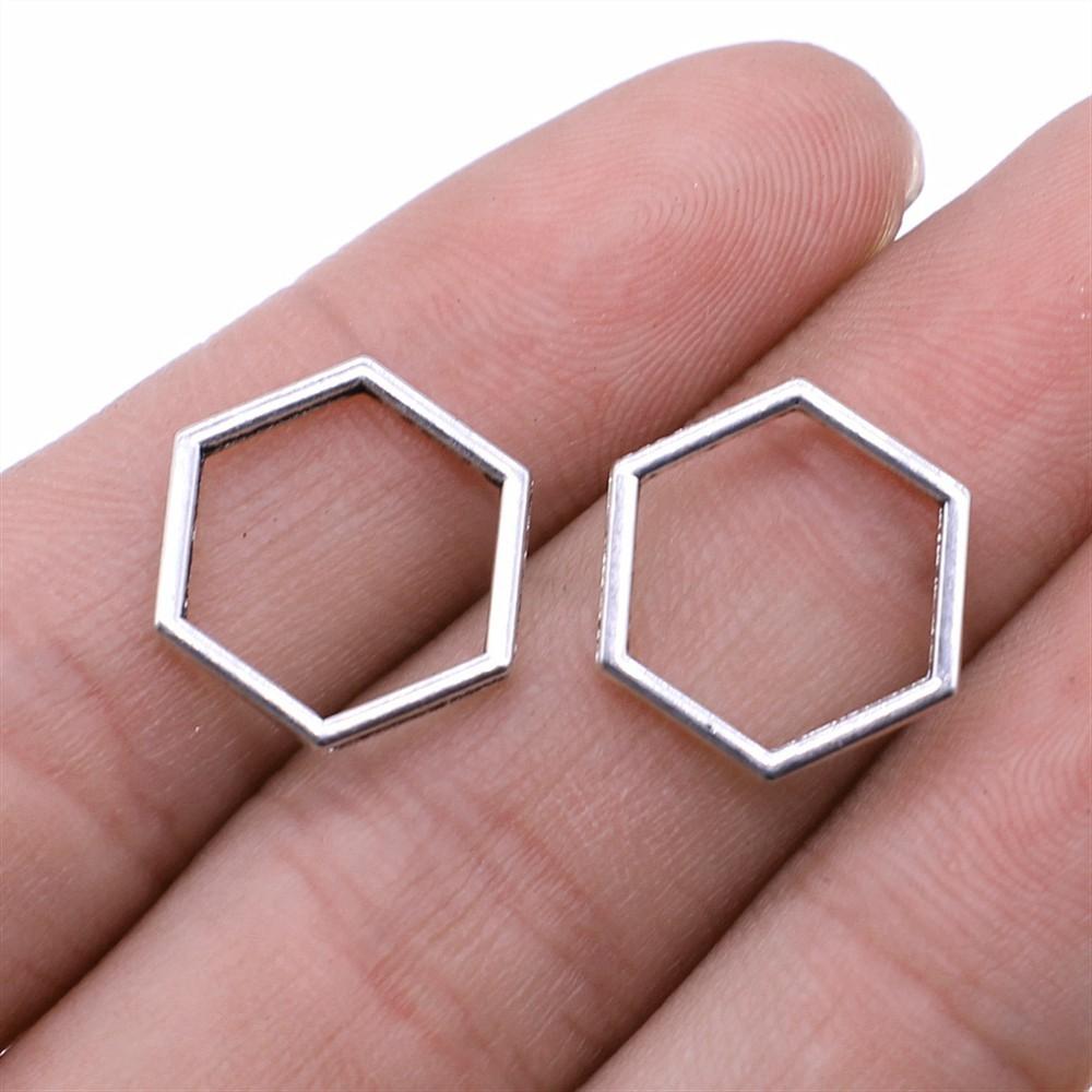 20 шт. Шармы Шестиугольные Соты Фурнитура для DIY Украшений Цвет Античное Серебро Шармы Пчела Соты