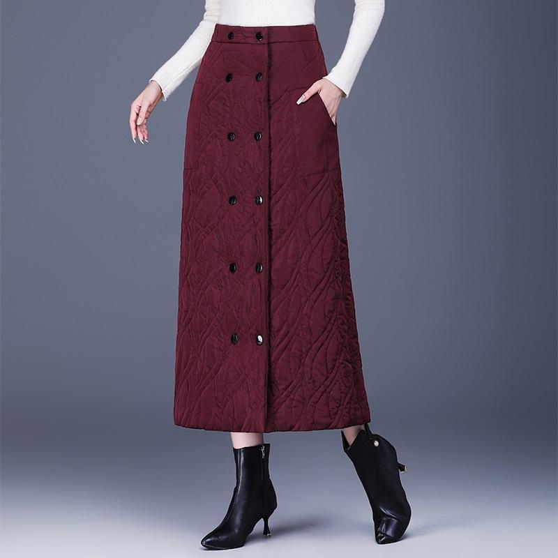 Пуховик с хлопковой подкладкой больших размеров с высокой талией винтажный весенний осенний зимний повседневный свободный длинный для женщины юбки женская юбка