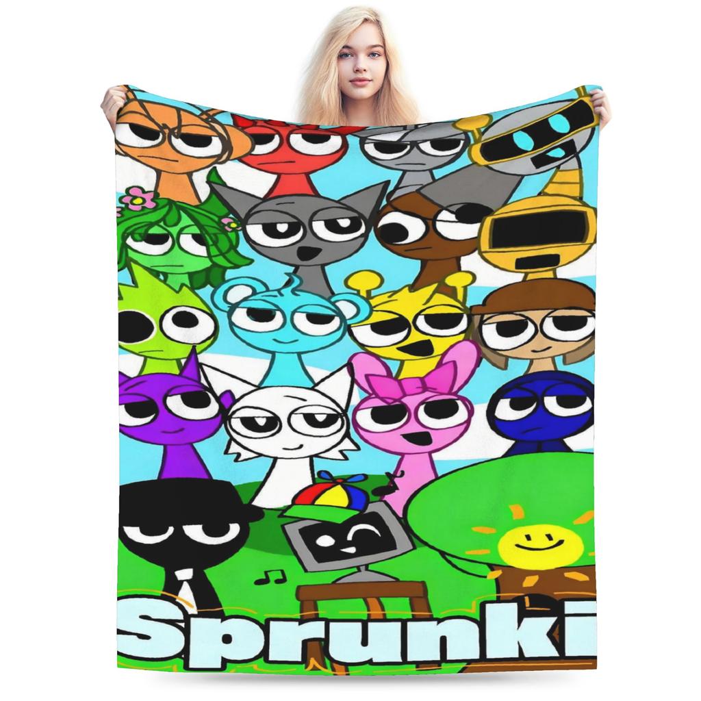 Sprunki Game Blankets Flannel Lightweight Thin Throw Blankets for Bedroom Sofa Bed Rug