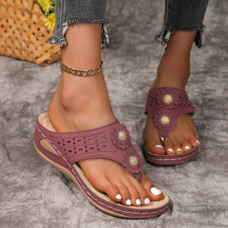 Women Slippers Outdoor Flip Flops Summer Beach Wedge Sandals Female Casual Flower Sandalias Non-slip Platform Walking Shoes