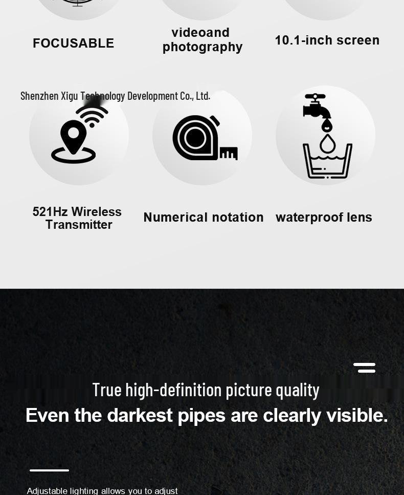 High-Definition Waterproof Sewer Inspection Camera with Zoom and Video Detection