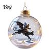 Xmas Fireplace Hanging Ornaments Glowing Christmas Story Ornament, Light-Up 3D Ball with Warm LED, Mini Garden Holiday Scene Clear Decoration