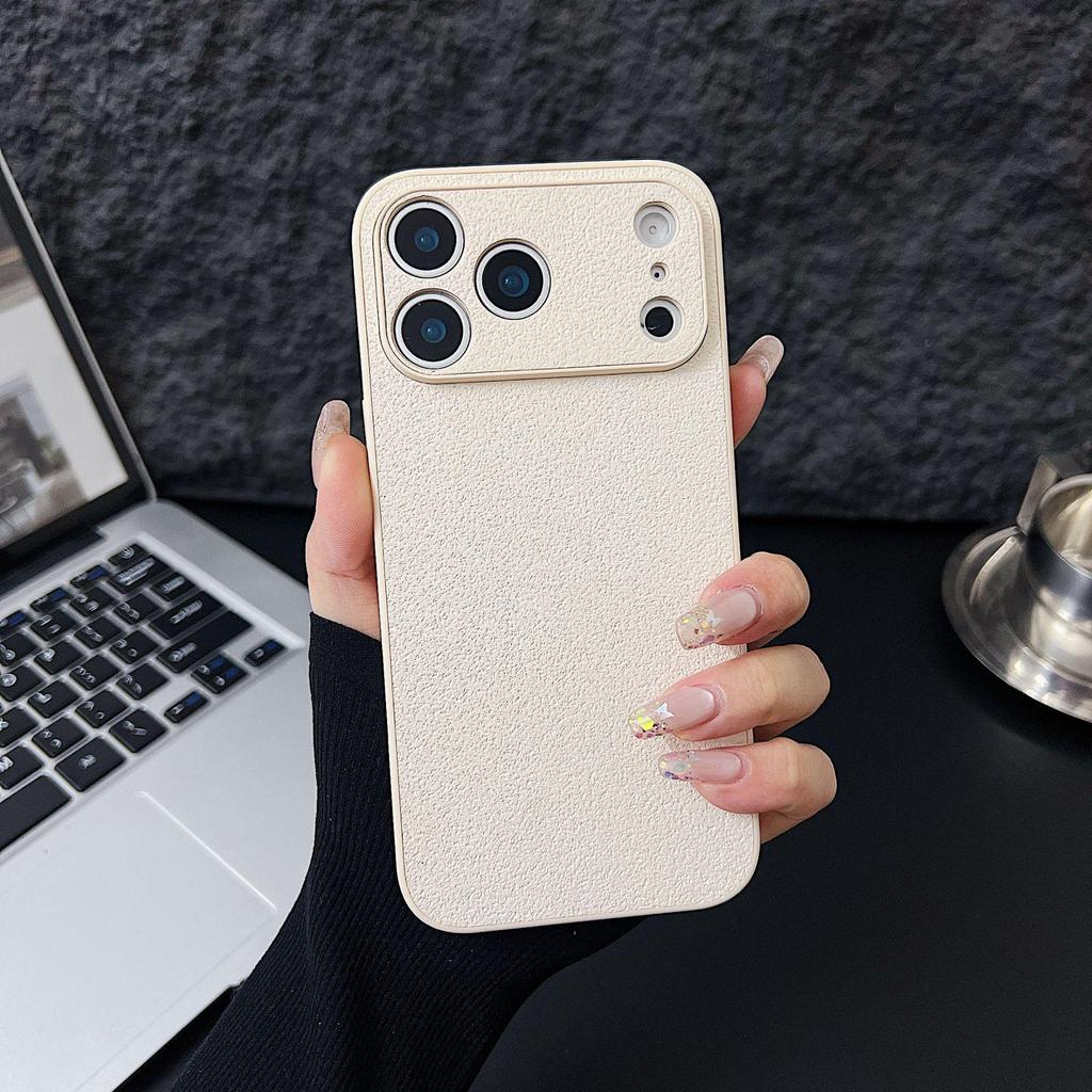 Lychee Pattern Large Window Phone Case for Apple 16PRO/16/17PROMAX with Precise Holes, Trendy Acrylic Design