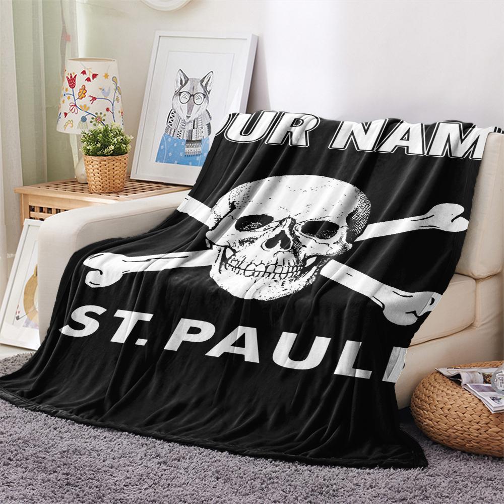 1PC Custom Name St.Pauli Patterned Flannel Blanket Suitable For All Seasons for Home Decor Warmth and Comfort Gifts Holiday Present