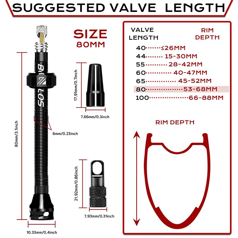 BUCKLOS Tubeless Valves MTB Road Bike Presta Nipple 40/44/55/60/65/80/100MM Bicycle Tubeless Tire Valve Removable Core Bike Part
