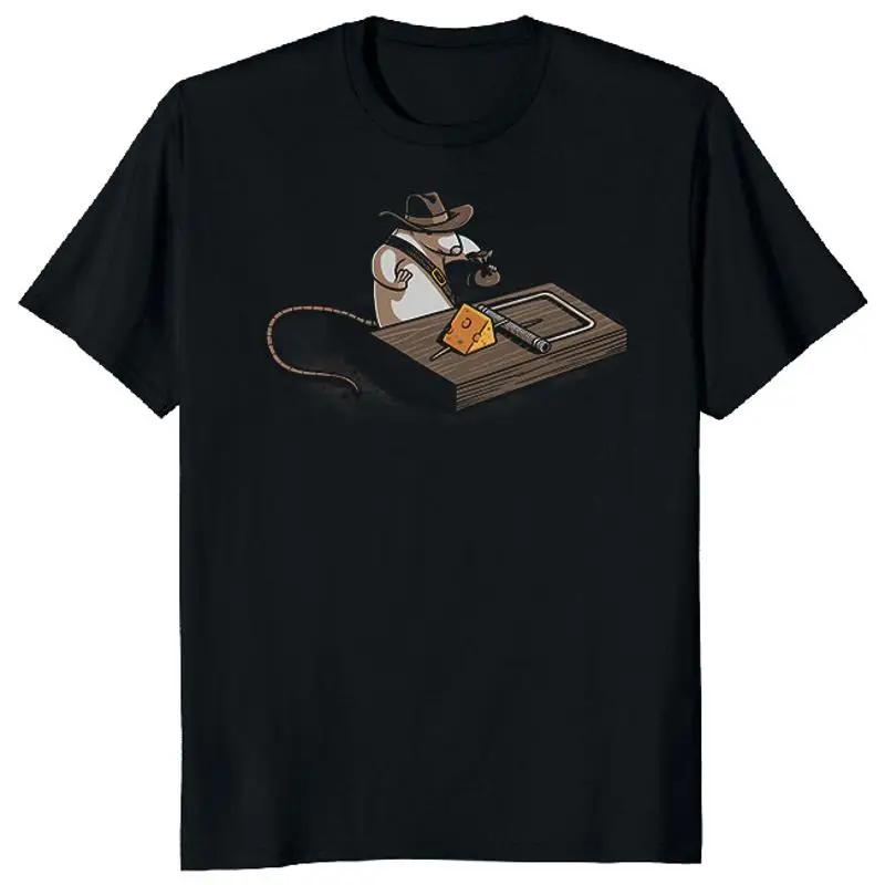 Mouse Cowboy Trapping Cheese Graphic Short Sleeve T Shirt Unisex