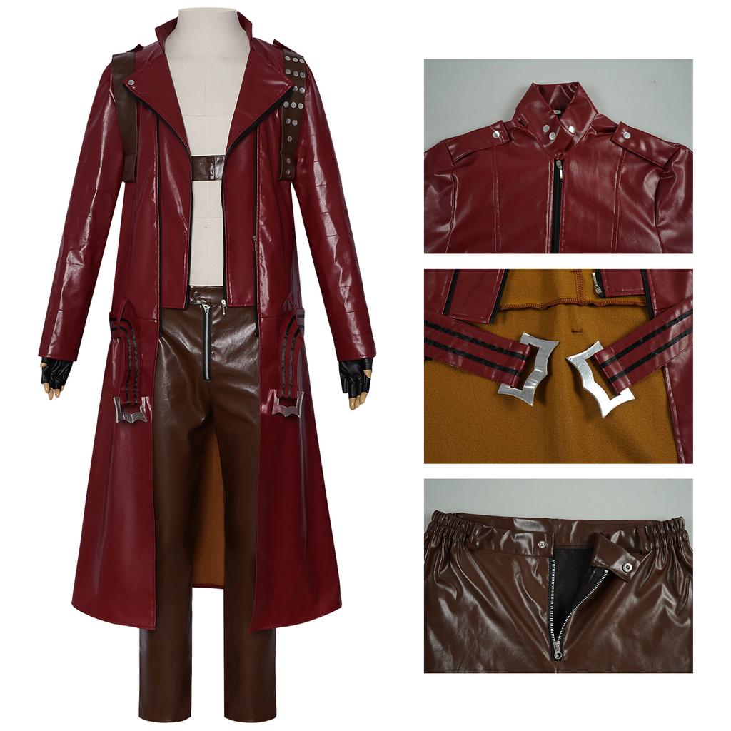 Devil May Cry 3 Косплей Данте Полный Комплект Красный Кожаный Плащ, Мужской Костюм для Игрового Сценического Выступления