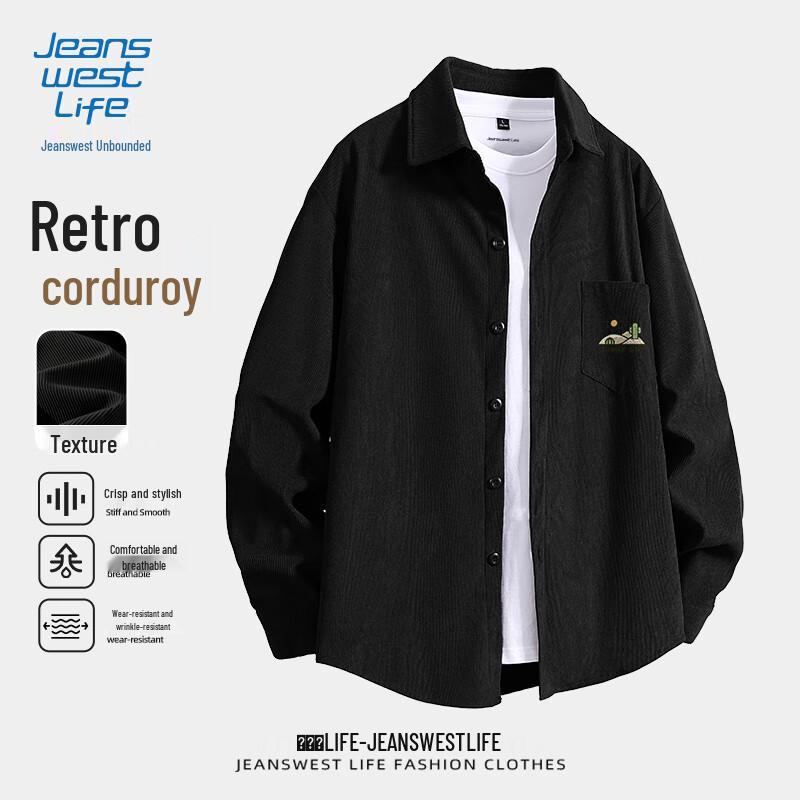 JEANSWEST LIFE Мужская вельветовая повседневная рубашка с длинным рукавом