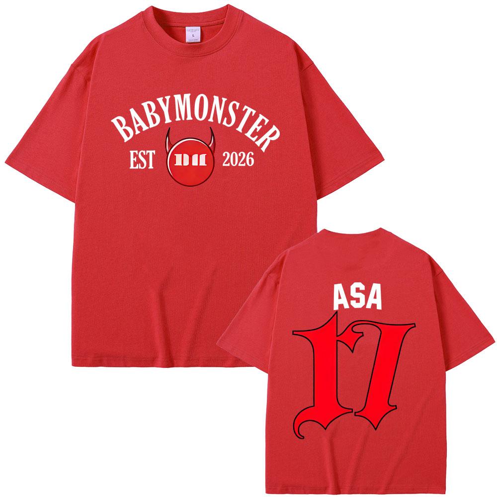 Babymonster А Хён Аса Рами Рора Рука Фарита Чикита Тур 2026 Футболка Унисекс Женская Мода Оверсайз Хлопковая Футболка с Коротким Рукавом