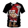 New Summer 3D Christmas Tree, Santa Claus Printed T-shirt, Snowman, Reindeer Pattern, Men's T-shirt, Children's Fun Short Sleeve Top