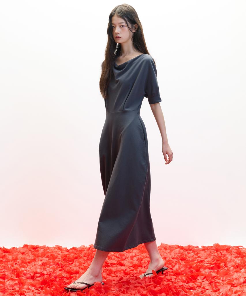 Hawaii Ha Kim [Atelier] Offset Jersey Dress_Dark Gray