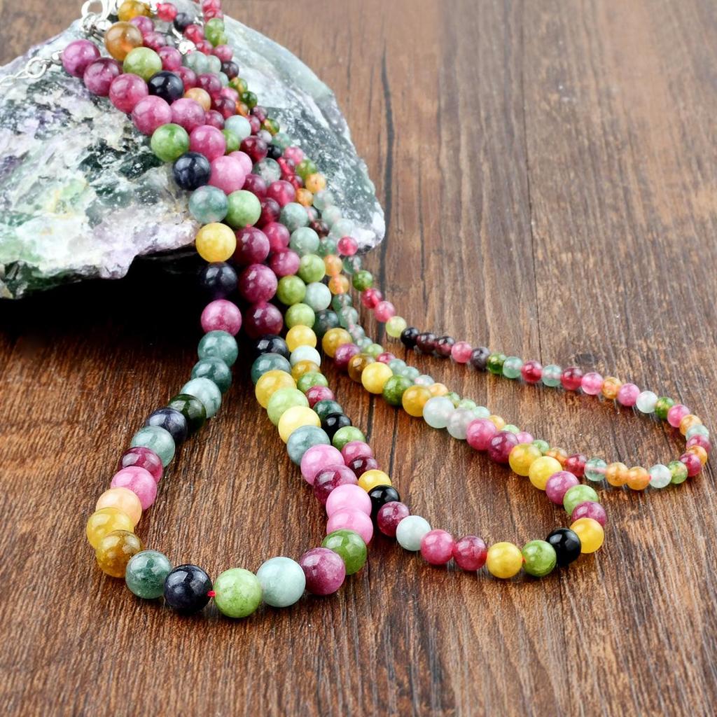 Retro Colorful Tourmaline Beaded Necklace for Women - Versatile High-End Vintage Choker