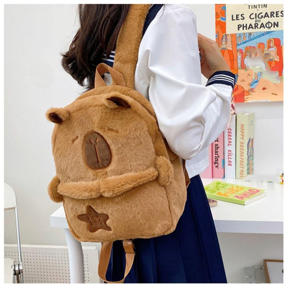 Large Capacity School Backpack Star Stuffed Toys Schoolbag Cute Capybara Backpack Gifts