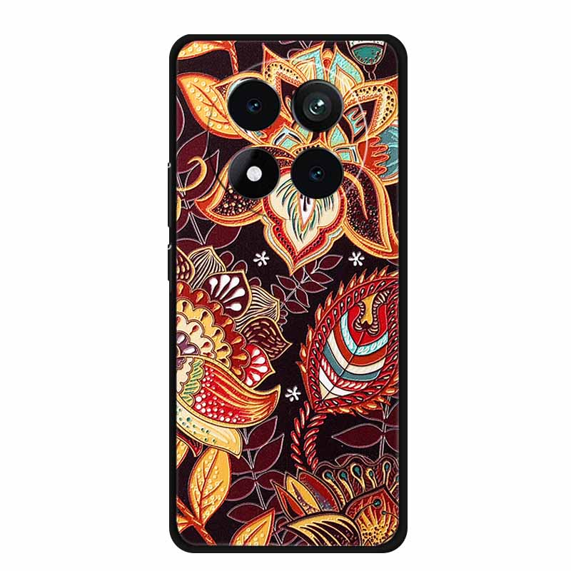 3D Emboss Case For Xiaomi Redmi Note 15 Phone Case Flowers Black Silicone Soft Back Cover Coque For Redmi Note 15 Pro Plus Case