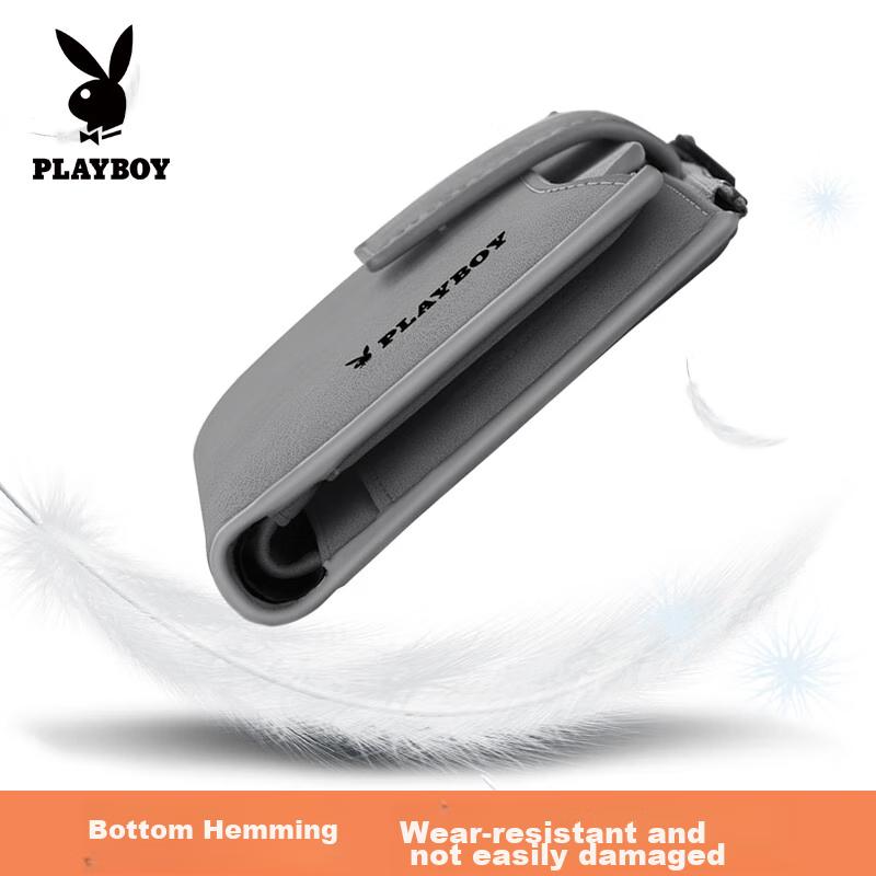 PLAYBOY Men's Vertical Short Wallet, Multifunctional Card Holder, Large Capacity, Black