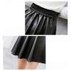 Women Faux Leather Skirt High Waist Elastic Waist Solid Color Soft Pleated Skirt Breathable Smooth Above Knee Length Club Nightclub Short Mini Skirt