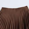 Весна 2025 Женская Европейская и Американская Юбка Миди из Шелкового Сатина Плиссе