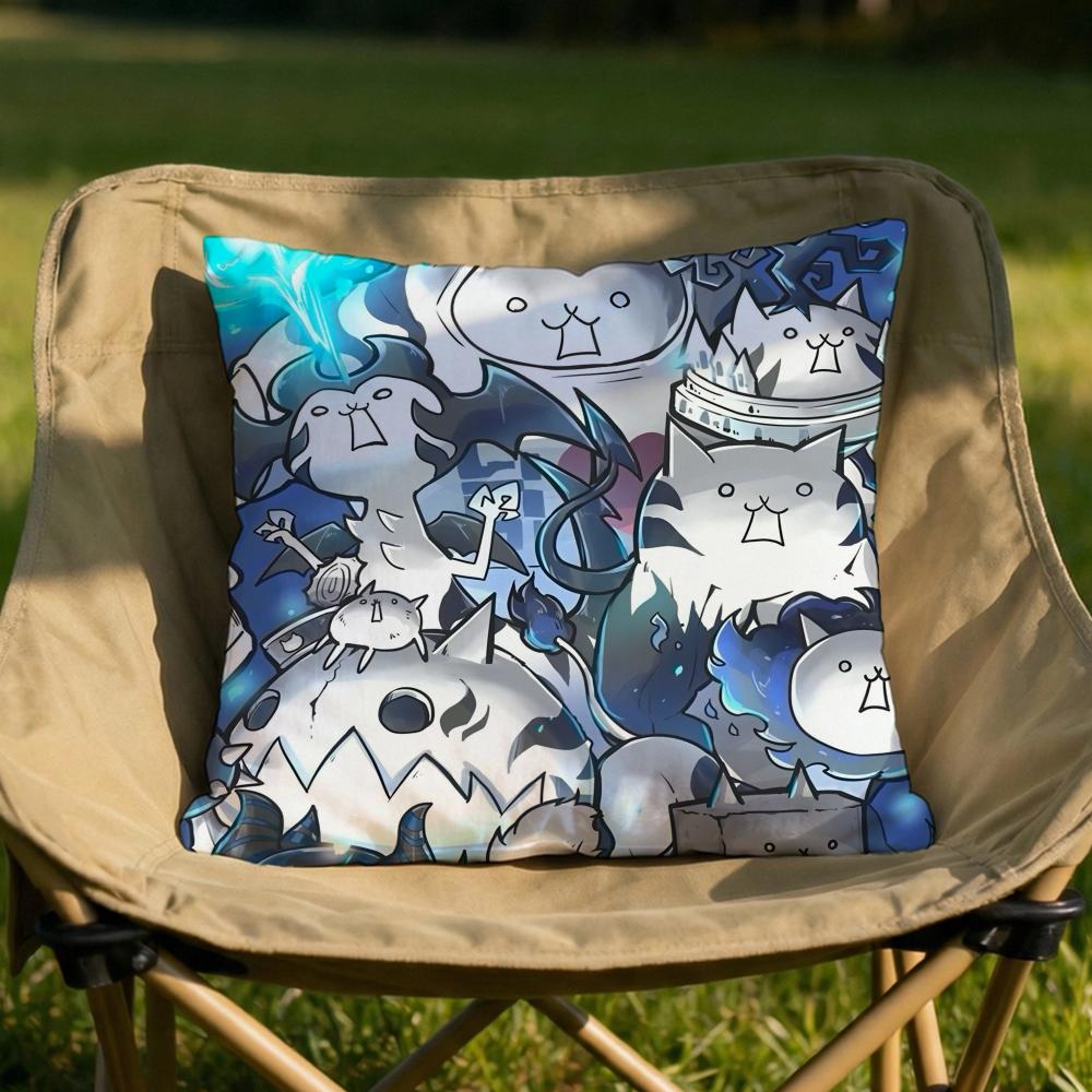 The BBattle Cats Cushion Cover Soft Reversible Durable Pillow Cover MultiScene Use for Home Car Daily Comfort
