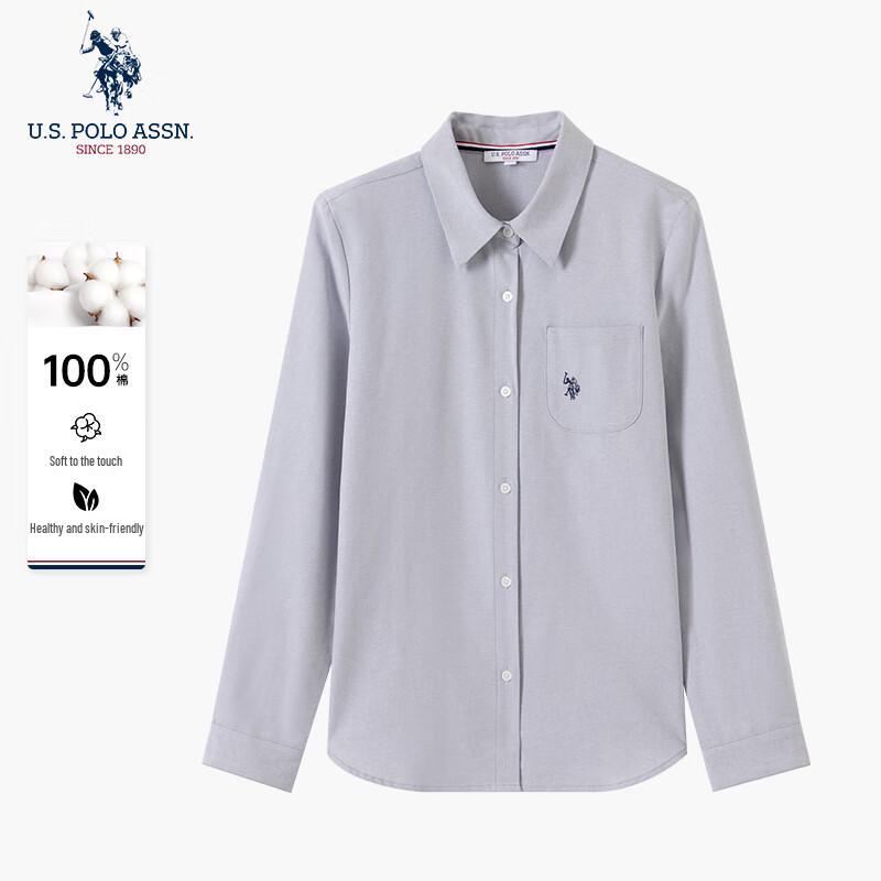 U.S. Polo Assn. Женская хлопковая рубашка с длинным рукавом, устойчивая к сминанию