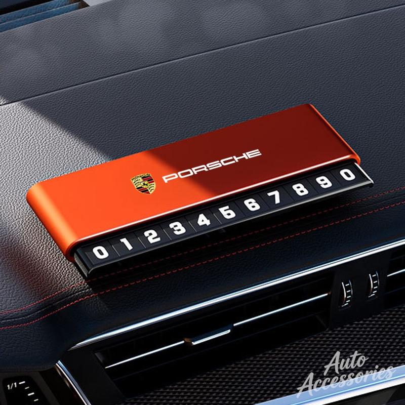 snprg4 Car Temporary Parking Number Plate Aluminium Alloy Slide Adjustable Sticker For Porsche Boxster Cayman Taycan 911 Macan Panamera