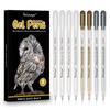 White Gold Silver Hightlight Gel Pen 8 PCS 0.8 Mm Nib Ballpoint Pens and 4 PCS Refills for Black Paper Drawing Painting Sketching