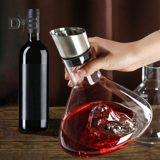 Стеклянный графин для вина с аэратором, фильтрация из нержавеющей стали, 12 каналов аэрации, емкость 1600 мл, графин для красного вина ручной работы для винных бутылок