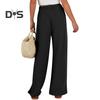 Женские брюки с эластичной талией, повседневные свободные брюки с карманами, однотонные широкие длинные брюки для работы и отдыха