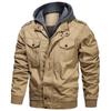 Men's Cotton Military Jacket Casual Work Army Field Flight Pilot Bomber Jacket with Detachable Hood USA Size
