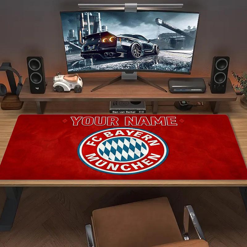 Custom Name Bayern Munich FC Mouse Pad Large Gaming Table Cushion Non-slip Laptop Tablet Big Mousepad XXL Mat Mini PC Playmat With Lock edge_XIA