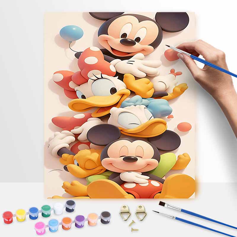 Disney oil painting painting art Mickey Mouse and friends handmade diy painting home decoration gift