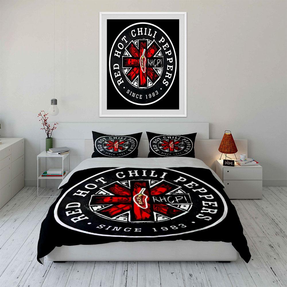 Red Hot Chili Peppers Logo Bedding Duvet Cover Set Duvet Cover Pillowcases (1*Duvet Cover 2*Pillowcases, without duvet insert)