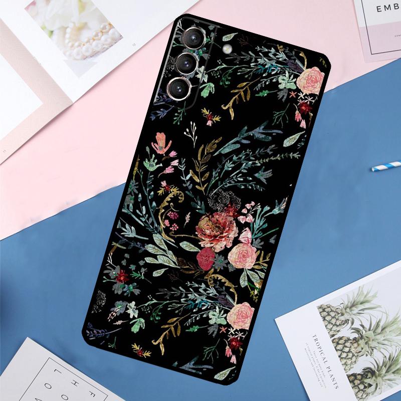 Чехол 'Полночный Цветок' Для Samsung Galaxy S24 Ultra S20 S21 S22 S23 S25 Ultra S9 S10 Plus S25 FE Задняя Крышка