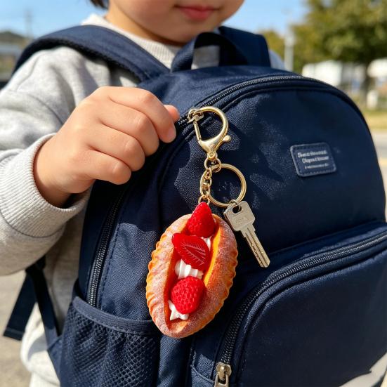 Simulated Food Squeeze Toy Keychain Stress Relief Bread Dessert Key Ring
